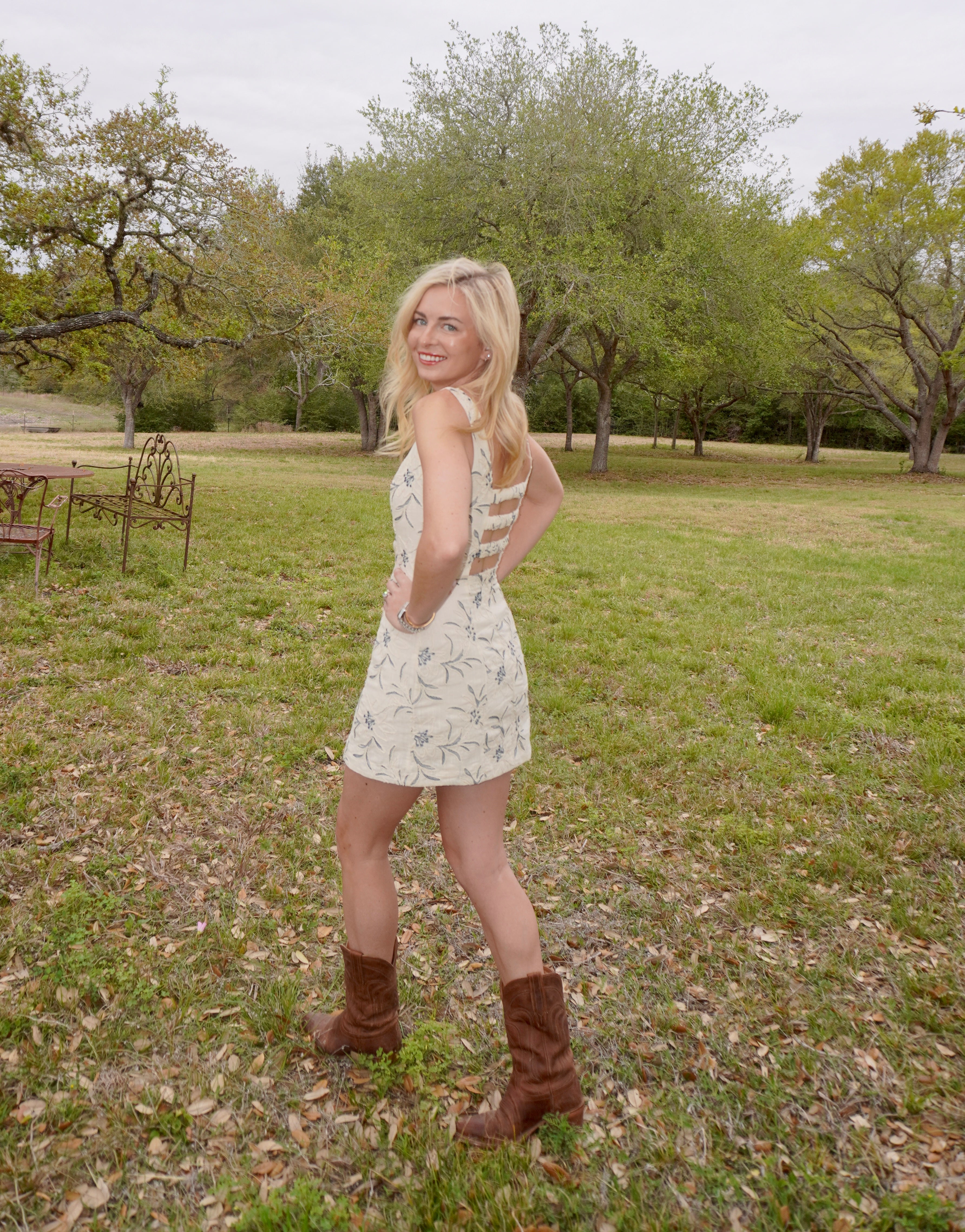Lily Dress – Embroidered Floral Square Neck Mini Dress